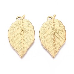 Настоящее золото 18K 304 подвески из нержавеющей стали лист, ионное покрытие (ip), реальный 18 k позолоченный, 42x24x2 мм, отверстие : 2.5 мм