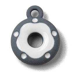 Schiefer grau Legierung Emaille Reize, Donut-Charme, Schiefer grau, 12.5x10x3 mm, Bohrung: 1.5 mm