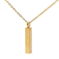 Golden 304 Stainless Steel Rectangle with Tree of Life Pendant Urn Ashes Necklaces, Golden, 21.85 inch(55.5cm)