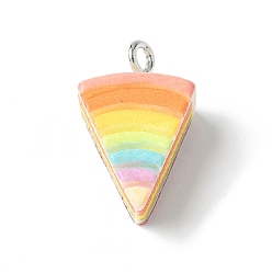 Разноцветный 3d подвески из радужной смолы, имитация еды, с платиновым тоном железная петля, красочный, 19.5x12.5x8.5 мм, отверстие : 2 мм