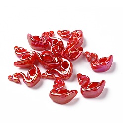 (123L) Белый крем непрозрачный блеск Непрозрачные акриловые подвески, лебедь прелести, огнеупорный кирпич, 40x33.5x15 мм, отверстие : 3.1 мм