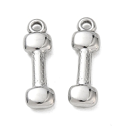 Color de Acero Inoxidable 304 colgantes de acero inoxidable, encantos con mancuernas, color acero inoxidable, 22x6x3 mm, agujero: 2 mm