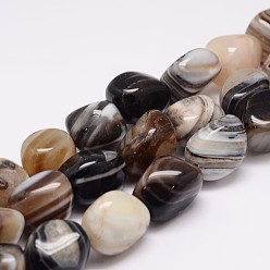 Banded Agate Natural Striped Agate/Banded Agate Bead Strands, Nuggets, Dyed, 18~25x16~18x12~16mm, Hole: 2mm, about 22~25pcs/strand, 15.75 inch