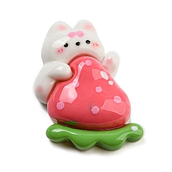 Лосось Непрозрачные кабошоны из смолы, кролик с клубникой, salmon, 19x27x7.5 мм