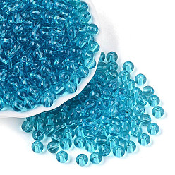 Небесно-голубой Fgb прозрачный стеклянный бисер, круглые, круглое отверстие, голубой, 6~6.5 мм, отверстие : 1.2~1.5 мм, Около 1600 шт / фунт