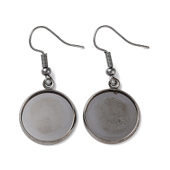 Черный Цвет Металла Железные крючки для сережек с покрытием стойки, с пустыми круглыми подносами, плоско-круглые, металлический черный , 38 мм, штифты : 0.7 мм