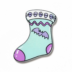 Christmas Sock Pattern Акриловые подвески с рождественским принтом, с подвеской в виде черепа, рождественские носки, 44x32x2.3 мм, отверстие : 1.8 мм