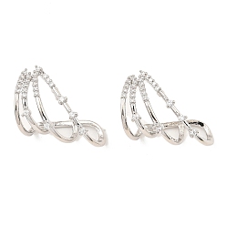 Platino Aretes triangulares de circonita cúbica transparente con micro pavé de latón para mujer, Platino, 18.5x28 mm