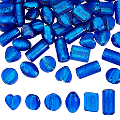 Королевский синий 60 шт. 6 стили бусины ручной работы из серебряной фольги в технике лэмпворк, разнообразные, королевский синий, 10~30x10~16 мм, отверстие : 1.5 мм, 10 шт / стиль
