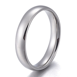Stainless Steel Color 304 Stainless Steel Flat Plain Band Rings, Stainless Steel Color, Size 7, Inner Diameter: 17mm, 4mm