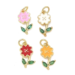 (52) Непрозрачная лаванда Латунные микро проложить кубического циркония подвески, , с эмалью, золотые, с целью перехода в кольце, разноцветные, 17x9x2.5 мм, Перейти кольцо: 5x1 мм, внутренний диаметр: 3 мм