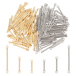 Золотой & Цвет Нержавеющей Стали 120 шт. 6 стили 304 подвески-соединители из нержавеющей стали, вставлять ссылки, золотые и нержавеющая сталь цвет, 12~25x2x1 мм, отверстие : 1 мм, 20 шт / стиль