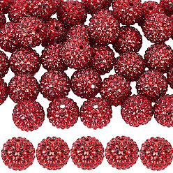 Red 50Pcs Resin Rhinestone Beads, with Acrylic Round Beads Inside, for Bubblegum Jewelry, Red, 20x18mm, Hole: 2~2.5mm