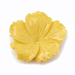 Золотистый Окрашенные синтетические коралловые шарики, цветок, золотые, 18.5~19.5x19~20x4.5~5.5 мм, отверстие : 1 мм