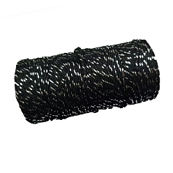 Schwarz Zweifarbige Baumwollfäden, Makramee-Schnur, dekorative Schnurfäden, für DIY, Geschenkverpackung und Schmuckherstellung, Schwarz, 2 mm, ca. 109.36 Yards (100 m)/Rolle