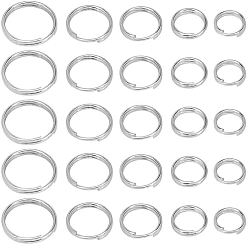 Нержавеющая Сталь Цвет 500шт 5 стили 304 разрезные кольца из нержавеющей стали, кольца с двойной петлей, цвет нержавеющей стали, 5~10x1~1.4 мм, внутренний диаметр: 4~8.5 мм, 100 шт / стиль