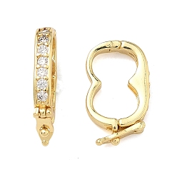 Настоящее золото 18K Овальные латунные микропаве прозрачные кубические циркониевые застежки-твистеры, долговечный, без кадмия и без свинца, стойки покрытие, реальный 18 k позолоченный, 18.5x11x3 мм, внутренний диаметр: 11.5x7.5 мм