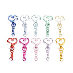 (52) Непрозрачная лаванда Карабинные застежки из сплава, окрашенные распылением, сердце, без кадмия и без свинца, разноцветные, 57~59x24~25x6.5 мм