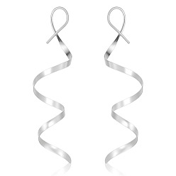 Платина 1 пара 925 серьги-подвески из стерлингового серебра, спиральный вихрь, платина, 63x14 мм