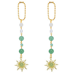 Бледно-Розовый 2шт. подвесные украшения из сплава в виде солнца и стекла, с шариковой цепью, розовый жемчуг, 17.5 см