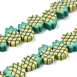 Светло-хаки Ручной полимерные нити глины шарик, ломтик ананаса, светлый хаки, 9~11.5x6.5~9 ~ х 4~4.5 мм, отверстие : 1.4 мм, около 38 шт / нитка, 11.02 дюйм ~ 12.80 дюйм (28~32.5 см)