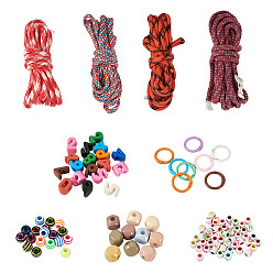 (52) Непрозрачная лаванда Сделай сам наборы для ключей, включая 4 цветные полиэстеровые и спандексные шнуры, 100шт акриловые бусины, 8шт. застежки из сплава с пружинным кольцом, разноцветные, 4 мм