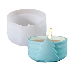 Рождественская елка Рождественские темы силиконовые подсвечники своими руками формы, формы для литья смолы, белые, плоско-круглые, рождественская елка, 87x83x53 мм