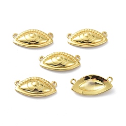 Real 18K Gold Plated Eco-Friendly Brass Links Connectors, Cadmium Free & Lead Free, Long-Lasting Plated, Evil Eye, Real 18K Gold Plated, 11x22x4mm, Hole: 1.4mm