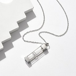 Нержавеющая Сталь Цвет Стеклянные песочные часы прямоугольник питомец мемориал памятная урна прах кулон ожерелья, с 304 кабельными цепочками из нержавеющей стали, цвет нержавеющей стали, 21.77 дюйм (55.3 см)