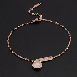 Круглые Браслеты из нержавеющей стали с подвесками, украшения для женщин, золотые, круглые, 7-7/8 дюйм (200 мм)