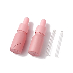 Pink (Defective Closeout Sale: Paint Removed)Empty Portable Frosted Glass Dropper Bottles, with Rubber Extrusion Head, PP Dust Cap, Refillable Bottle for Essential Oils, Pink, 2.5x8.2cm, Capacity: 10ml(0.34fl. oz)