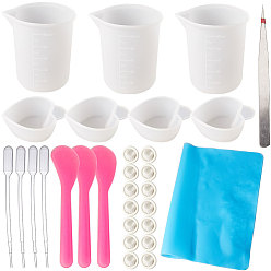 Mixed Color DIY Epoxy Kit, with Silicone Measuring Cup & Pad Mat & Mixing Cups, Plastic Spoon & Pipettes, Iron Tweezers, Latex Finger Cots, Mixed Color