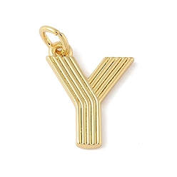 Letter Y Латунные подвески, с целью перехода в кольце, письмо амулеты, стойки покрытие, долговечный, без кадмия и без свинца, реальный 18 k позолоченный, Письмо Y, 14x12x1.5 мм, отверстие : 3.5 мм