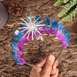 Темно-Голубой Натуральные гальванические кварцевые резинки для волос, повязки для волос в виде солнечной короны для женщин и девочек, глубокое синее небо, 350x150 мм