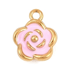 Pink 304 подвески из нержавеющей стали, с эмалью, , розовые, 12.5x10.5x6 мм, отверстие : 1.5 мм