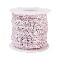 Pink 10ярдов полиэстеровой кружевной ленты, аксессуары для одежды, с пустыми пластиковыми катушками 1pc, розовые, 1/2 дюйм (12 мм)