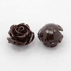 Кокосово-Коричневый Синтетический коралл 3 г цветок розы бисер, окрашенные, кокосового коричневый, 14~15x9 мм, отверстие : 1.5 мм