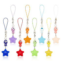 (52) Непрозрачная лаванда 8шт фарфоровые и акриловые мобильные ремни, звезда, разноцветные, 128 мм