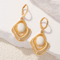 Белый Серьги-кольца из цинкового сплава и смолы, самородки, золотые, белые, 35x16 мм