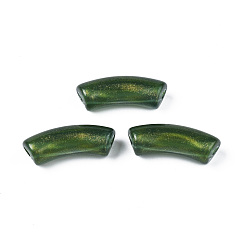 Темно-Зеленый Непрозрачные акриловые бусины, Двухцветный цвет, с блеском порошок, изогнутая трубка, темно-зеленый, 35x13x11 мм, отверстие : 3.5 мм, Около 148 шт / 500 г