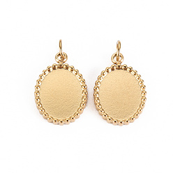 Настоящее золото 14K 304 Настройки кабошон из нержавеющей стали кулон, с прыжковых колец, овальные, реальный 14 k позолоченный, лоток : 10x8 мм, 14x10x2 мм, Перейти кольцо: 3.8x0.5 мм, 2.8 мм внутренним диаметром