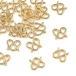 Настоящее золото 18K Застежки-крючки Shegrace из латуни, без никеля , электронное покрытие, реальный 18 k позолоченный, 6.5x8x0.8 мм, отверстие : 1.5 мм