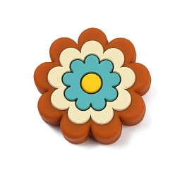 Перу Силиконовые бусины, фокусные бусы, цветок, Перу, 29x29x8.5 мм, отверстие : 2 мм