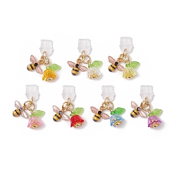 (52) Непрозрачная лаванда Сплав нержавеющей стали акриловые пчелы подвески ПВХ мобильные пылезащитные заглушки, цветок, разноцветные, 30 мм