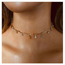 Золотой Алюминиевые хрустальные стразы бабочка кисточка ожерелья для женщин, золотые, 11.81 дюйм (30 см)