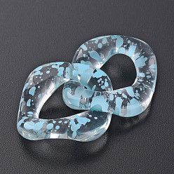 Sky Blue Transparent Acrylic Linking Rings, Quick Link Connectors, for Curb Chains Making, Twist Oval, Sky Blue, 31x29x7mm, Inner Diameter: 11x17mm