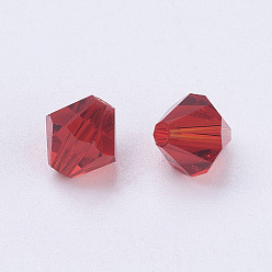 Dark Red Imitation Austrian Crystal Beads, Grade AAA, Faceted, Bicone, Dark Red, 3x3mm, Hole: 0.7~0.9mm