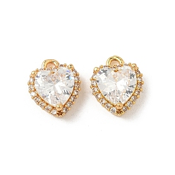 Прозрачный Латунные микро проложить кубического циркония подвески, без никеля , сердце прелести, реальный 18 k позолоченный, прозрачные, 11.5x9.5x5.5 мм, отверстие : 1.4 мм