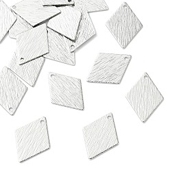 Platinum SHEGRACE Brass Pendants, Rhombus Charms, Stamping Blank Tag, Brushed Finish, Cadmium Free & Lead Free & Nickel Free, Platinum, 21x15.5x0.5mm, Hole: 1.4mm