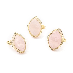 Розовый Кварц Регулируемое кольцо с конским глазом из натурального розового кварца, массивное кольцо с драгоценным камнем, украшения из латуни для женщин, золотые, без кадмия и без свинца, размер США 7 3/4 (17.9 мм)